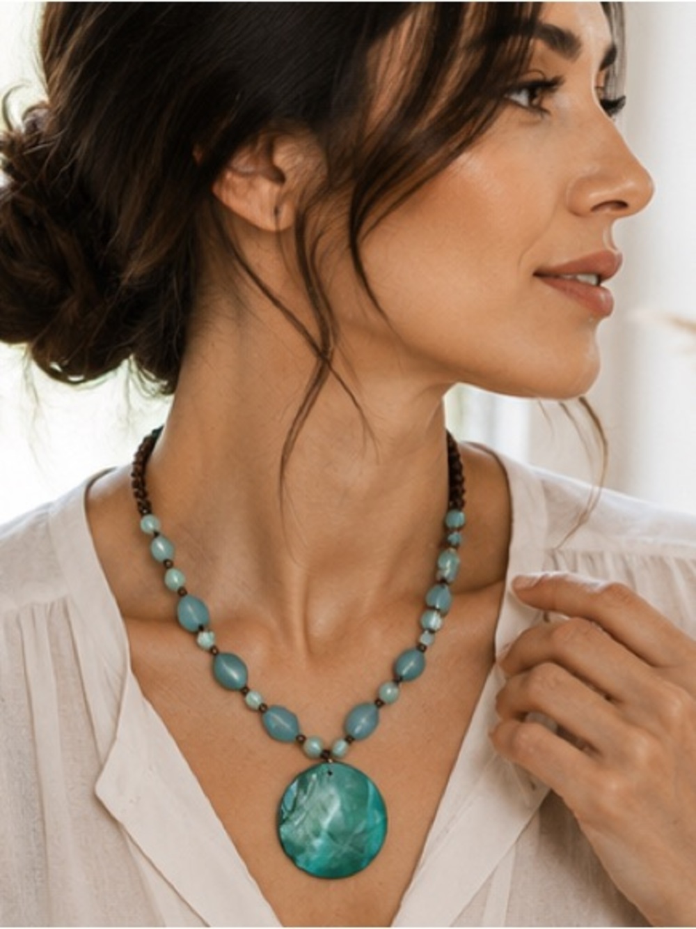 Turquoise Teal Pendant Necklace Set